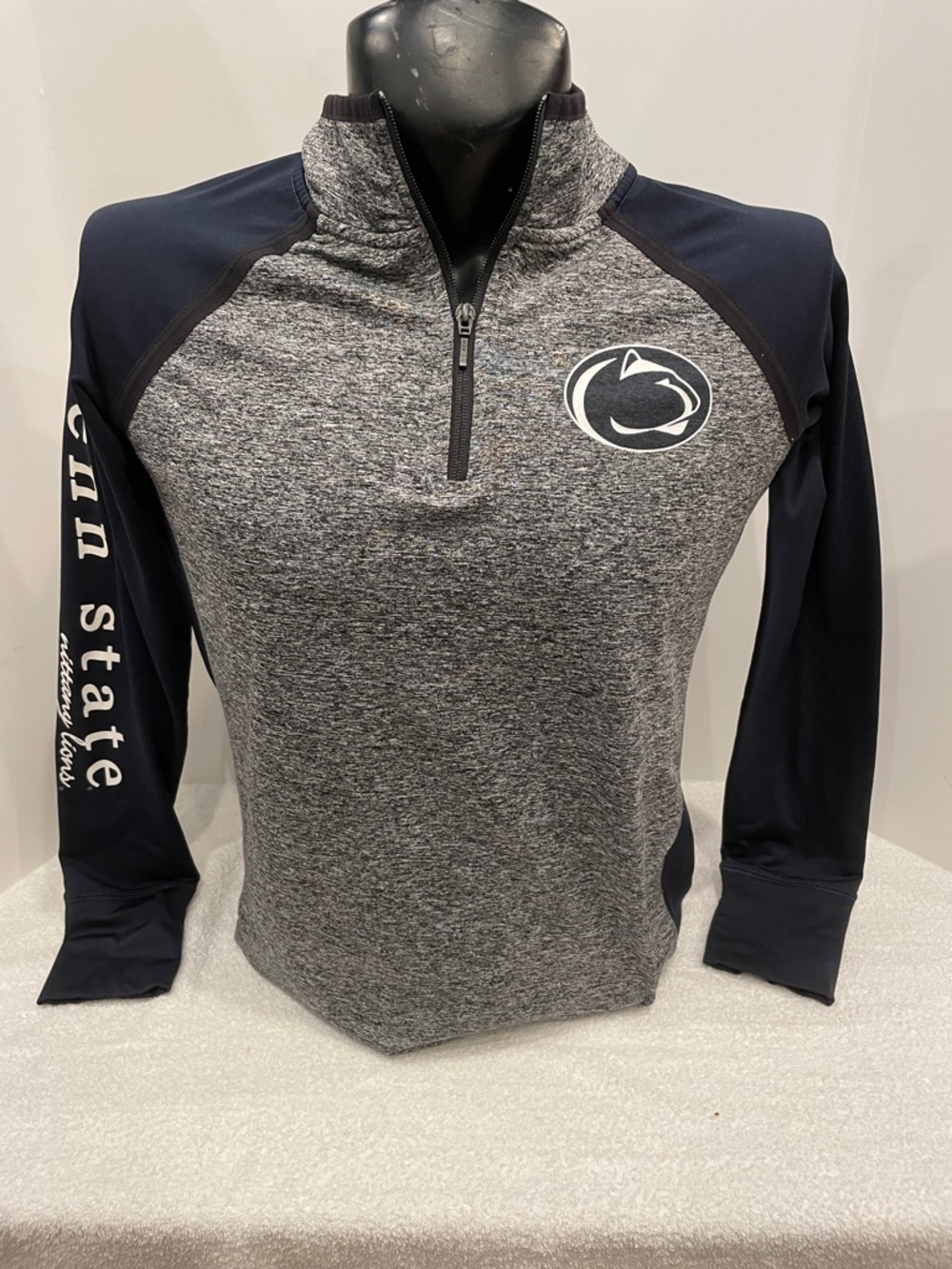 Womans Penn State University Heather Gray & Navy Quarter-Zip Long Sleeve